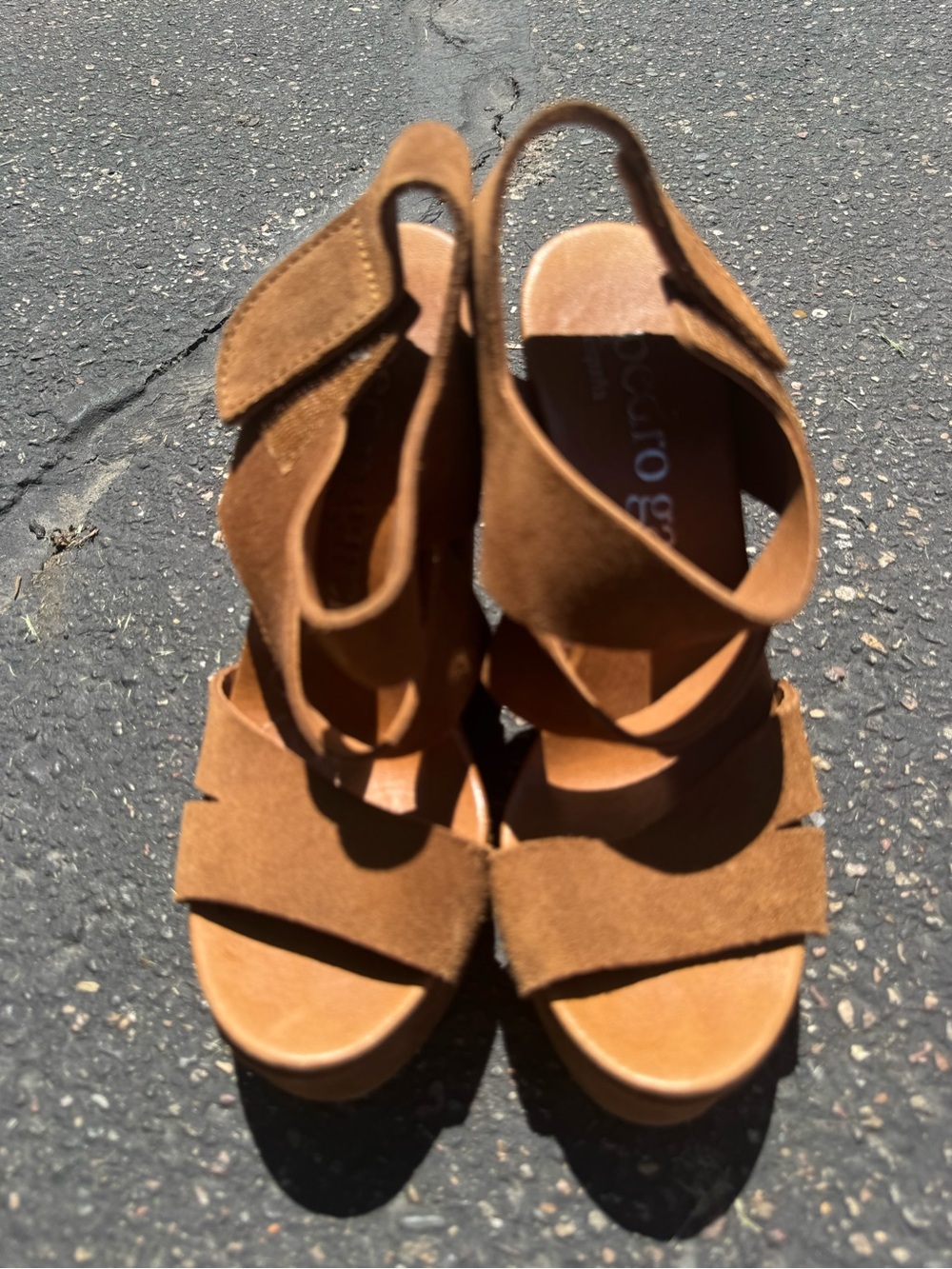 Pedro Garcia Tan Suede Wedge Sandals
